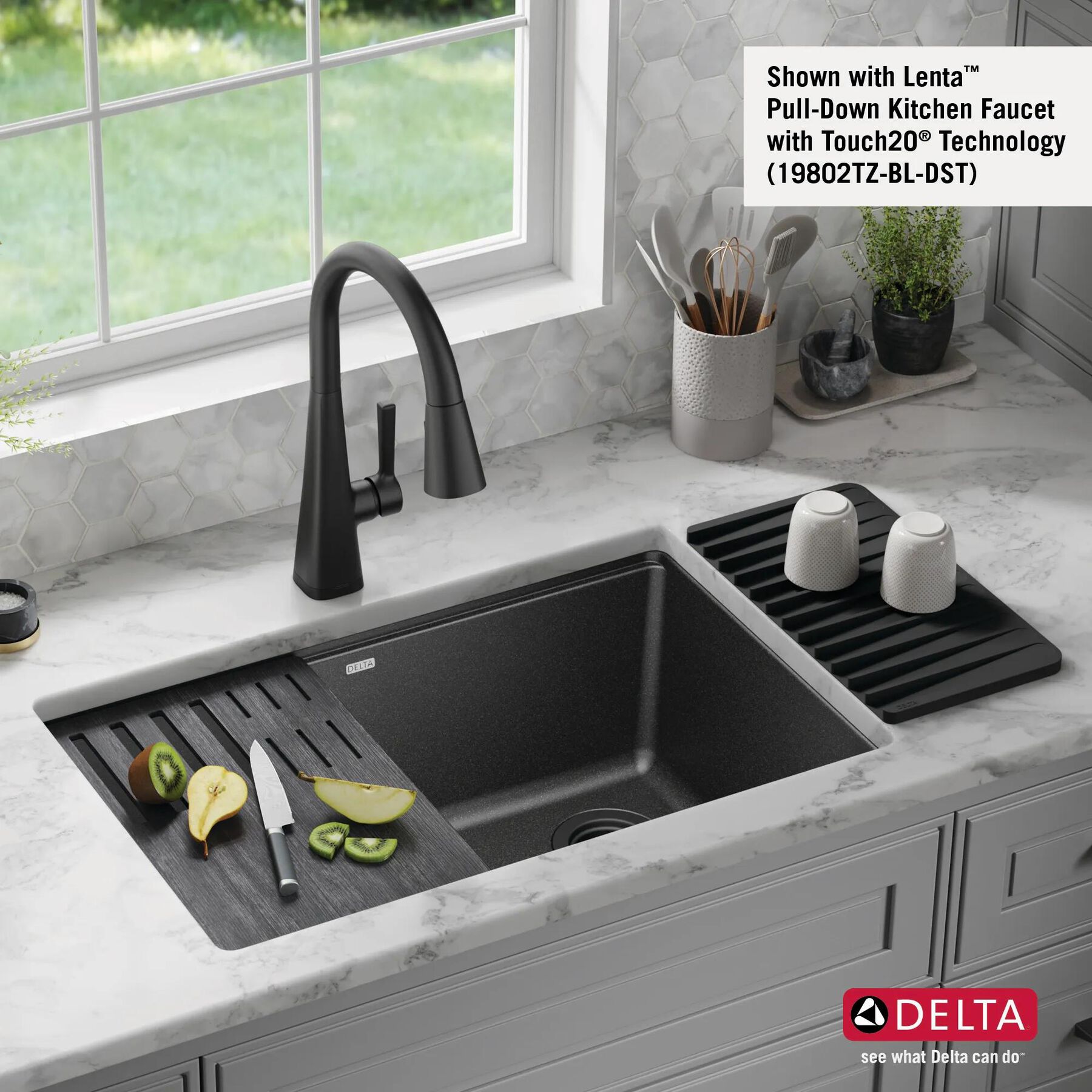 30&rdquo; Granite Composite Workstation Kitchen Sink Undermount Single Bowl with WorkFlow&trade; Ledge and Accessories in Metallic Black